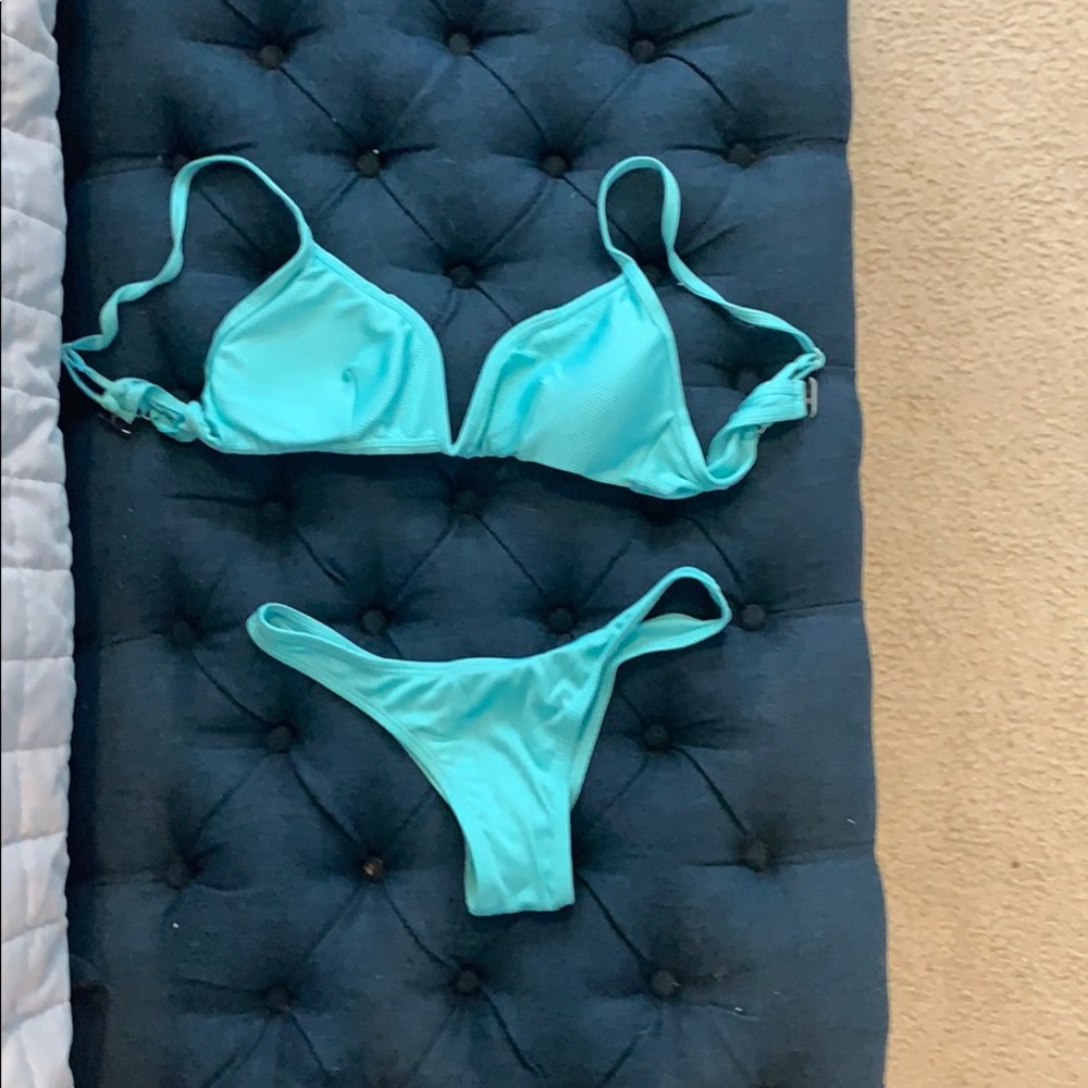 Turquoise V cut bikini